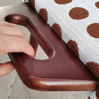 Contemporary Retro Vanity Stool - Curved Cotton-Linen Seat, Solid Wood Construction with Handles for the bedroom