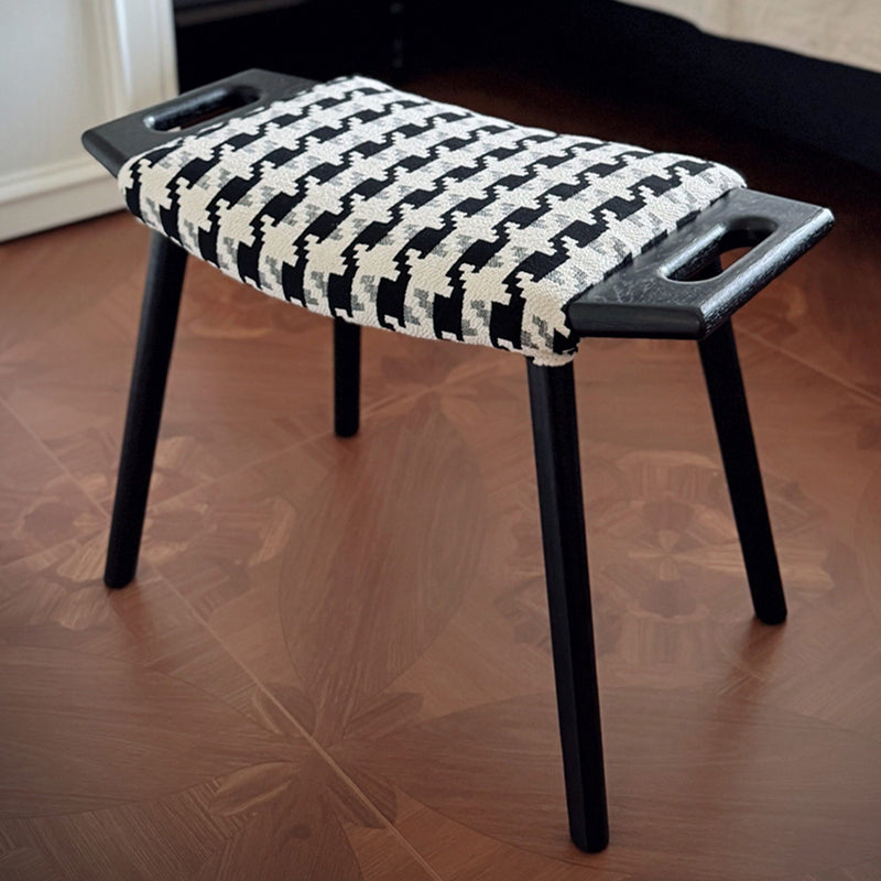 Contemporary Retro Vanity Stool - Curved Cotton-Linen Seat, Solid Wood Construction with Handles for the bedroom