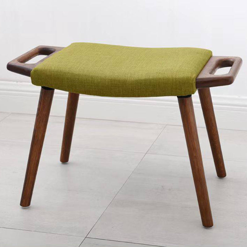 Contemporary Retro Vanity Stool - Curved Cotton-Linen Seat, Solid Wood Construction with Handles for the bedroom