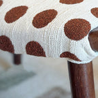 Contemporary Retro Vanity Stool - Curved Cotton-Linen Seat, Solid Wood Construction with Handles for the bedroom