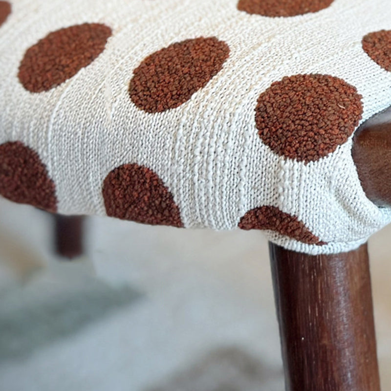 Contemporary Retro Vanity Stool - Curved Cotton-Linen Seat, Solid Wood Construction with Handles for the bedroom