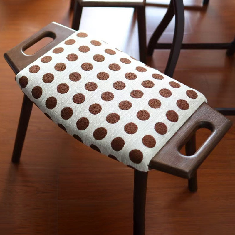 Contemporary Retro Vanity Stool - Curved Cotton-Linen Seat, Solid Wood Construction with Handles for the bedroom