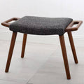 Contemporary Retro Vanity Stool - Curved Cotton-Linen Seat, Solid Wood Construction with Handles for the bedroom