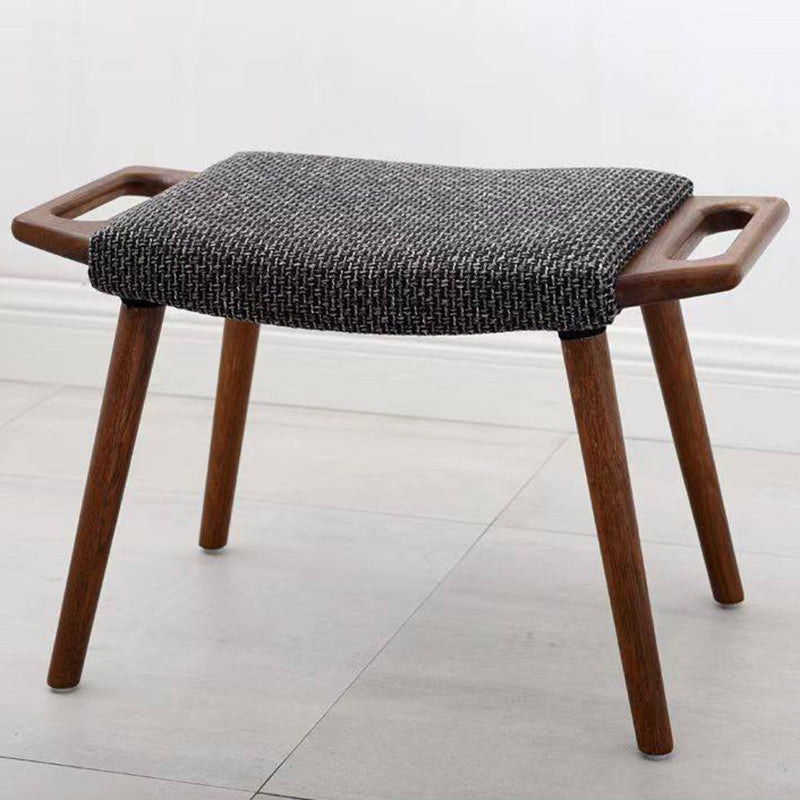 Contemporary Retro Vanity Stool - Curved Cotton-Linen Seat, Solid Wood Construction with Handles for the bedroom