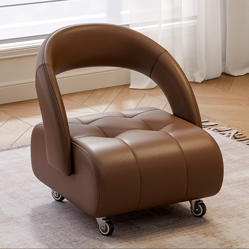 Sleek Modern Minimalist Faux Leather & Plywood Rectangular Low Stool with Backrest – Mobile Seating for Entryway & Living Room