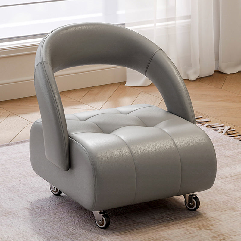Sleek Modern Minimalist Faux Leather & Plywood Rectangular Low Stool with Backrest – Mobile Seating for Entryway & Living Room