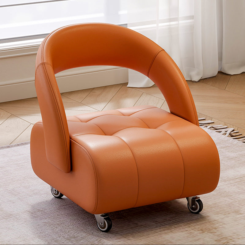 Sleek Modern Minimalist Faux Leather & Plywood Rectangular Low Stool with Backrest – Mobile Seating for Entryway & Living Room