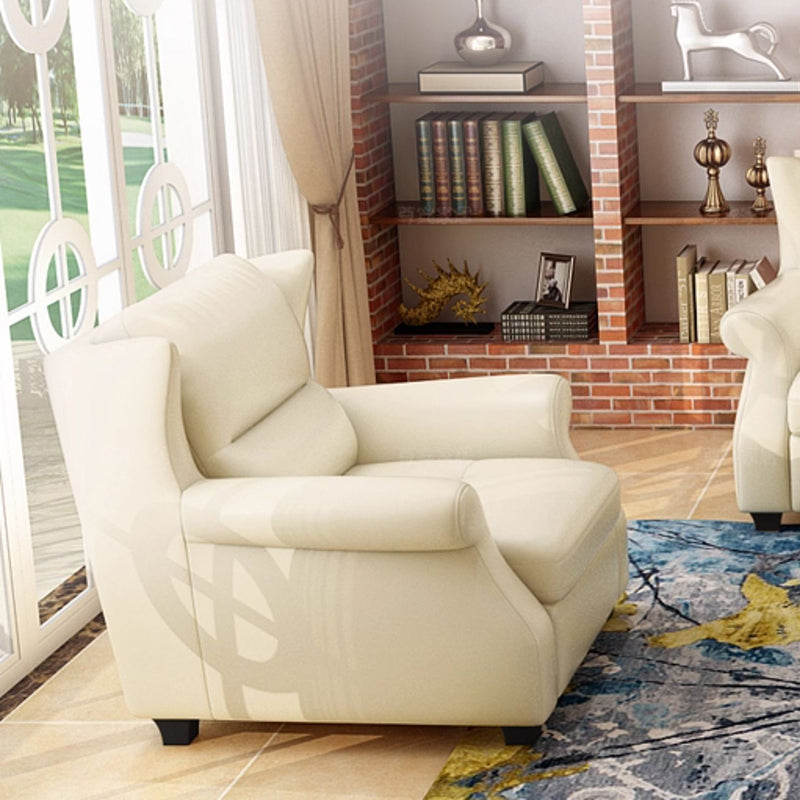 Luxurious Modern Leather Accent Chair with Solid Wood Frame, Ergonomic Backrest and Armrests — Ideal for Living Room or Bedroom