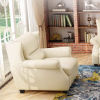 Luxurious Modern Leather Accent Chair with Solid Wood Frame, Ergonomic Backrest and Armrests — Ideal for Living Room or Bedroom