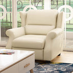 Luxurious Modern Leather Accent Chair with Solid Wood Frame, Ergonomic Backrest and Armrests — Ideal for Living Room or Bedroom