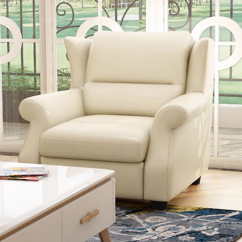 Luxurious Modern Leather Accent Chair with Solid Wood Frame, Ergonomic Backrest and Armrests — Ideal for Living Room or Bedroom