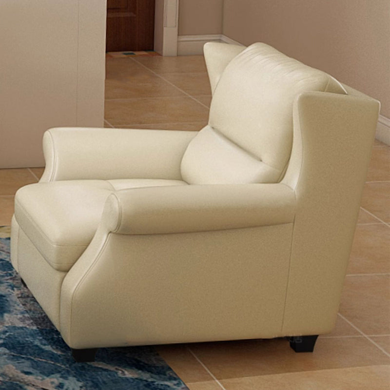 Luxurious Modern Leather Accent Chair with Solid Wood Frame, Ergonomic Backrest and Armrests — Ideal for Living Room or Bedroom