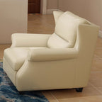 Luxurious Modern Leather Accent Chair with Solid Wood Frame, Ergonomic Backrest and Armrests — Ideal for Living Room or Bedroom
