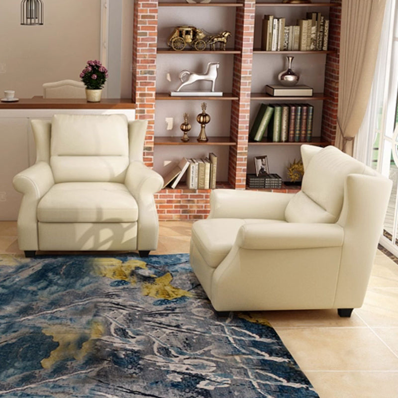 Luxurious Modern Leather Accent Chair with Solid Wood Frame, Ergonomic Backrest and Armrests — Ideal for Living Room or Bedroom