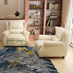 Luxurious Modern Leather Accent Chair with Solid Wood Frame, Ergonomic Backrest and Armrests — Ideal for Living Room or Bedroom