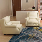 Luxurious Modern Leather Accent Chair with Solid Wood Frame, Ergonomic Backrest and Armrests — Ideal for Living Room or Bedroom