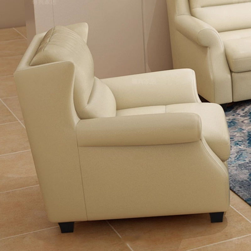 Luxurious Modern Leather Accent Chair with Solid Wood Frame, Ergonomic Backrest and Armrests — Ideal for Living Room or Bedroom
