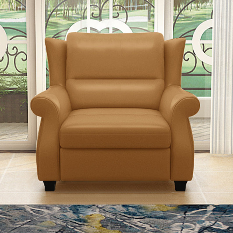 Luxurious Modern Leather Accent Chair with Solid Wood Frame, Ergonomic Backrest and Armrests — Ideal for Living Room or Bedroom