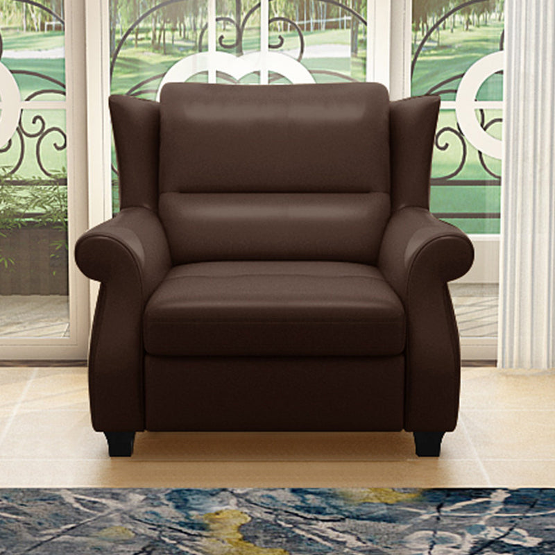 Luxurious Modern Leather Accent Chair with Solid Wood Frame, Ergonomic Backrest and Armrests — Ideal for Living Room or Bedroom