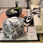 Stylish Sherpa Fabric Petal Stool with Solid Wood Base — Contemporary Low-Profile Accent for Living Room & Entryway