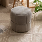 Sleek Modern Minimalist Solid Wood Corduroy Cylindrical Ottoman - Low-Profile Stool for Living Room and Entryway