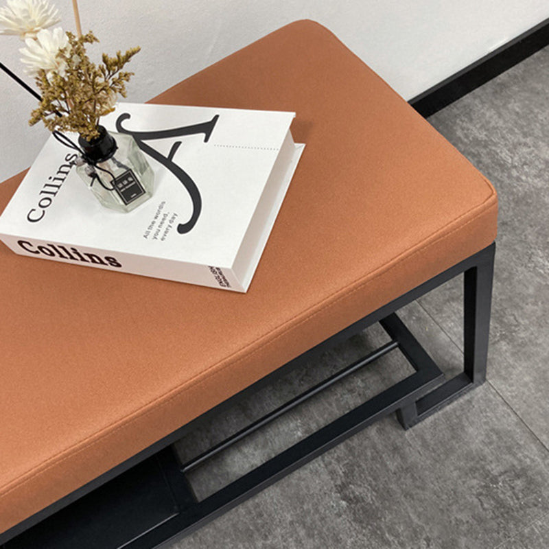 Modern Minimalist Rectangular Wrought Iron PU Leather Synthetic Fabric Shoe Bench 2-Tier For Entryway