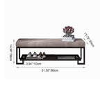 Modern Minimalist Rectangular Wrought Iron PU Leather Synthetic Fabric Shoe Bench 2-Tier For Entryway