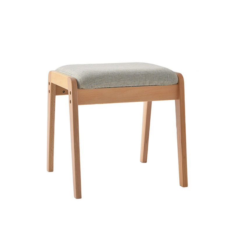 Taburete de tocador rectangular minimalista moderno de madera maciza con lino cómodo para dormitorio