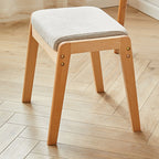 Taburete de tocador rectangular minimalista moderno de madera maciza con lino cómodo para dormitorio
