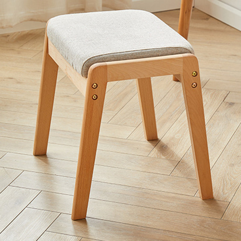 Taburete de tocador rectangular minimalista moderno de madera maciza con lino cómodo para dormitorio