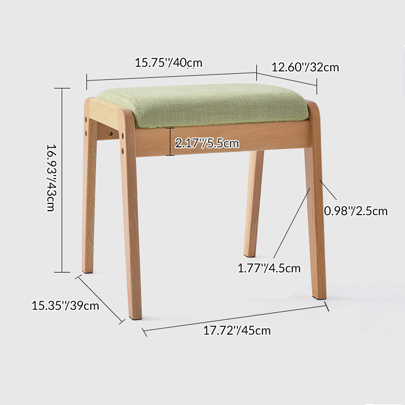 Taburete de tocador rectangular minimalista moderno de madera maciza con lino cómodo para dormitorio