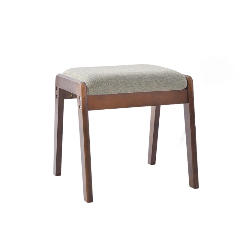 Taburete de tocador rectangular minimalista moderno de madera maciza con lino cómodo para dormitorio