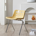 Silla de comedor moderna de diseño de queso de mediados de siglo de hierro forjado con respaldo de polipropileno para sala de estar y comedor