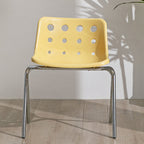 Silla de comedor moderna de diseño de queso de mediados de siglo de hierro forjado con respaldo de polipropileno para sala de estar y comedor