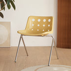 Silla de comedor moderna de diseño de queso de mediados de siglo de hierro forjado con respaldo de polipropileno para sala de estar y comedor