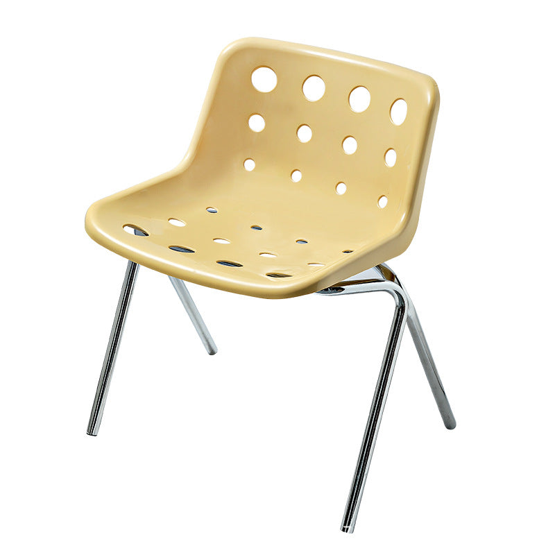 Silla de comedor moderna de diseño de queso de mediados de siglo de hierro forjado con respaldo de polipropileno para sala de estar y comedor