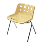 Silla de comedor moderna de diseño de queso de mediados de siglo de hierro forjado con respaldo de polipropileno para sala de estar y comedor