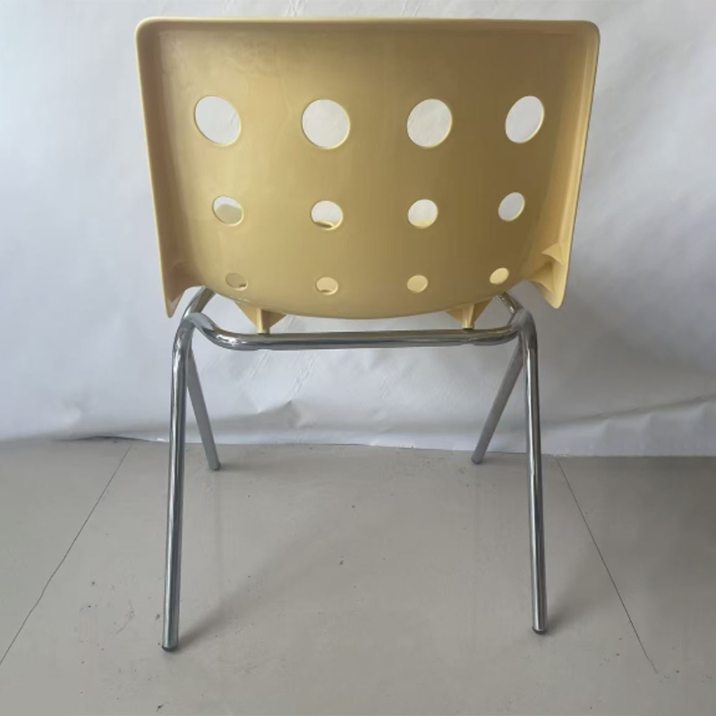 Silla de comedor moderna de diseño de queso de mediados de siglo de hierro forjado con respaldo de polipropileno para sala de estar y comedor