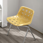 Silla de comedor moderna de diseño de queso de mediados de siglo de hierro forjado con respaldo de polipropileno para sala de estar y comedor