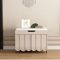 Contemporary Creative Scalloped Edge Rectangular Rounded-Corner Eco-friendly Board Faux Leather Shoe Bench 4-Tier For Entryway