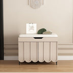 Contemporary Creative Scalloped Edge Rectangular Rounded-Corner Eco-friendly Board Faux Leather Shoe Bench 4-Tier For Entryway
