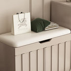 Contemporary Creative Scalloped Edge Rectangular Rounded-Corner Eco-friendly Board Faux Leather Shoe Bench 4-Tier For Entryway