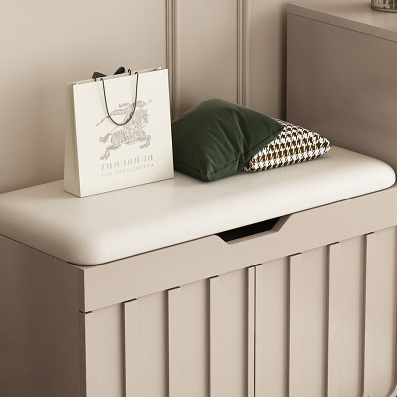 Contemporary Creative Scalloped Edge Rectangular Rounded-Corner Eco-friendly Board Faux Leather Shoe Bench 4-Tier For Entryway