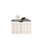 Contemporary Creative Scalloped Edge Rectangular Rounded-Corner Eco-friendly Board Faux Leather Shoe Bench 4-Tier For Entryway