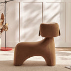 Contemporary Dog-Design Kids Stool in Brushed Velvet and Carbon Steel with Rotating Head for Living Room
