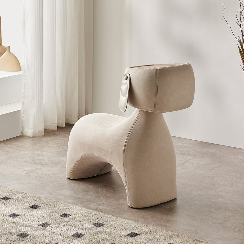 Contemporary Dog-Design Kids Stool in Brushed Velvet and Carbon Steel with Rotating Head for Living Room