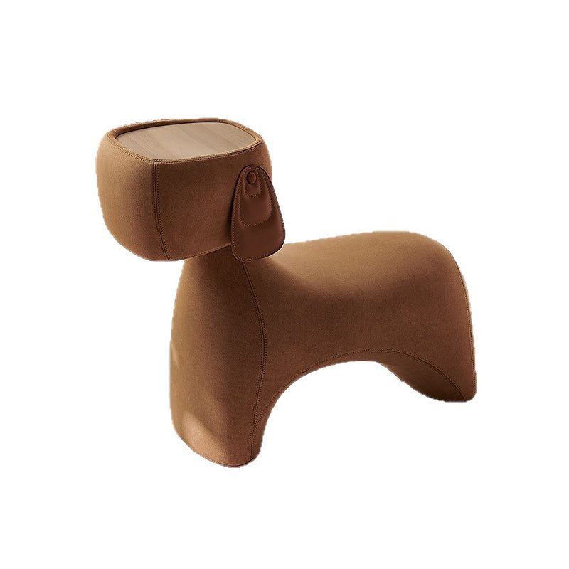Contemporary Dog-Design Kids Stool in Brushed Velvet and Carbon Steel with Rotating Head for Living Room