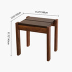 Traditional Japanese Solid Rubberwood Vanity Stool — Square Design for Bedroom, Living Room & Entryway