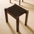 Traditional Japanese Solid Rubberwood Vanity Stool — Square Design for Bedroom, Living Room & Entryway