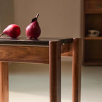 Traditional Japanese Solid Rubberwood Vanity Stool — Square Design for Bedroom, Living Room & Entryway